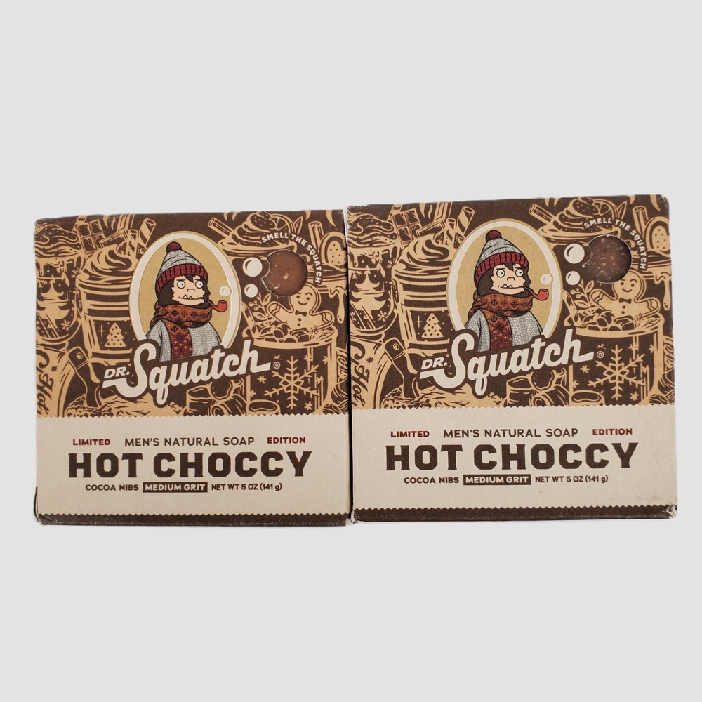Dr Squatch Hot Choccy Limited Edition Mens Natural Soap 5oz 2 Pack Medium Grit